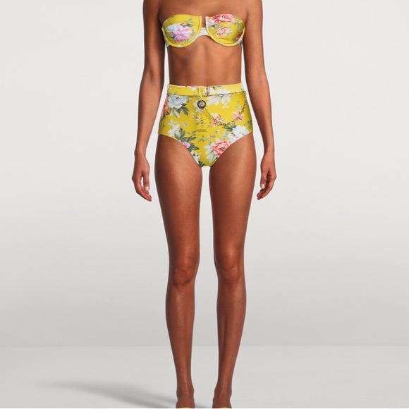 ZIMMERMANN Pattie Bikini Bottom In Floral Print Mustard Rose - Picture 3 of 14